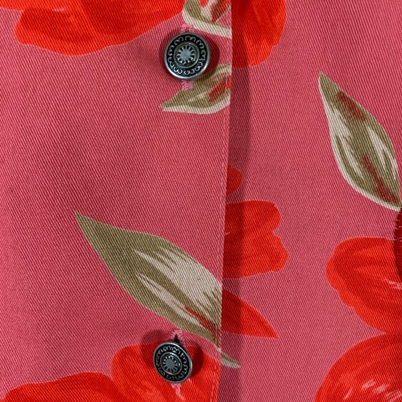 VTG Tantrums Womens Pink Floral Denim Jacket Size L Beaded Embroidered Jean Coat - Picture 6 of 13